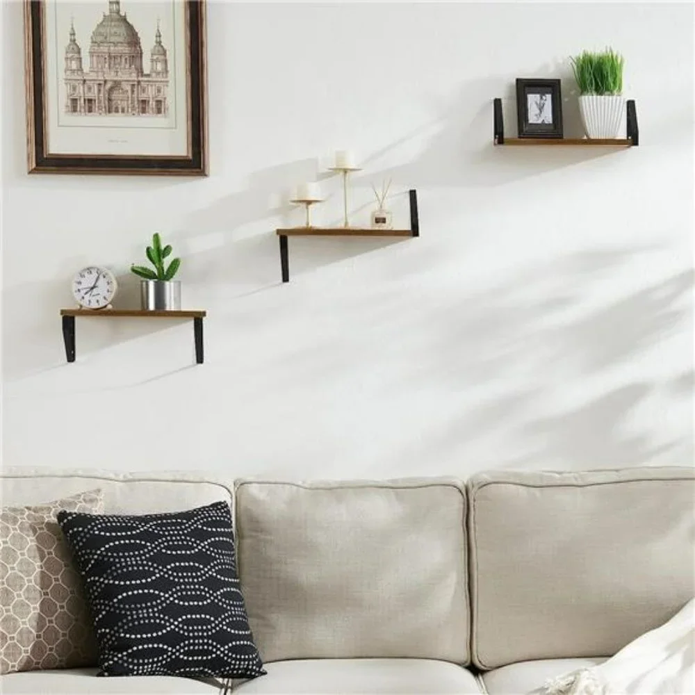 Floating Wall Shelves for Bedroom/Bathroom, Set of 3, Hanging Shelf